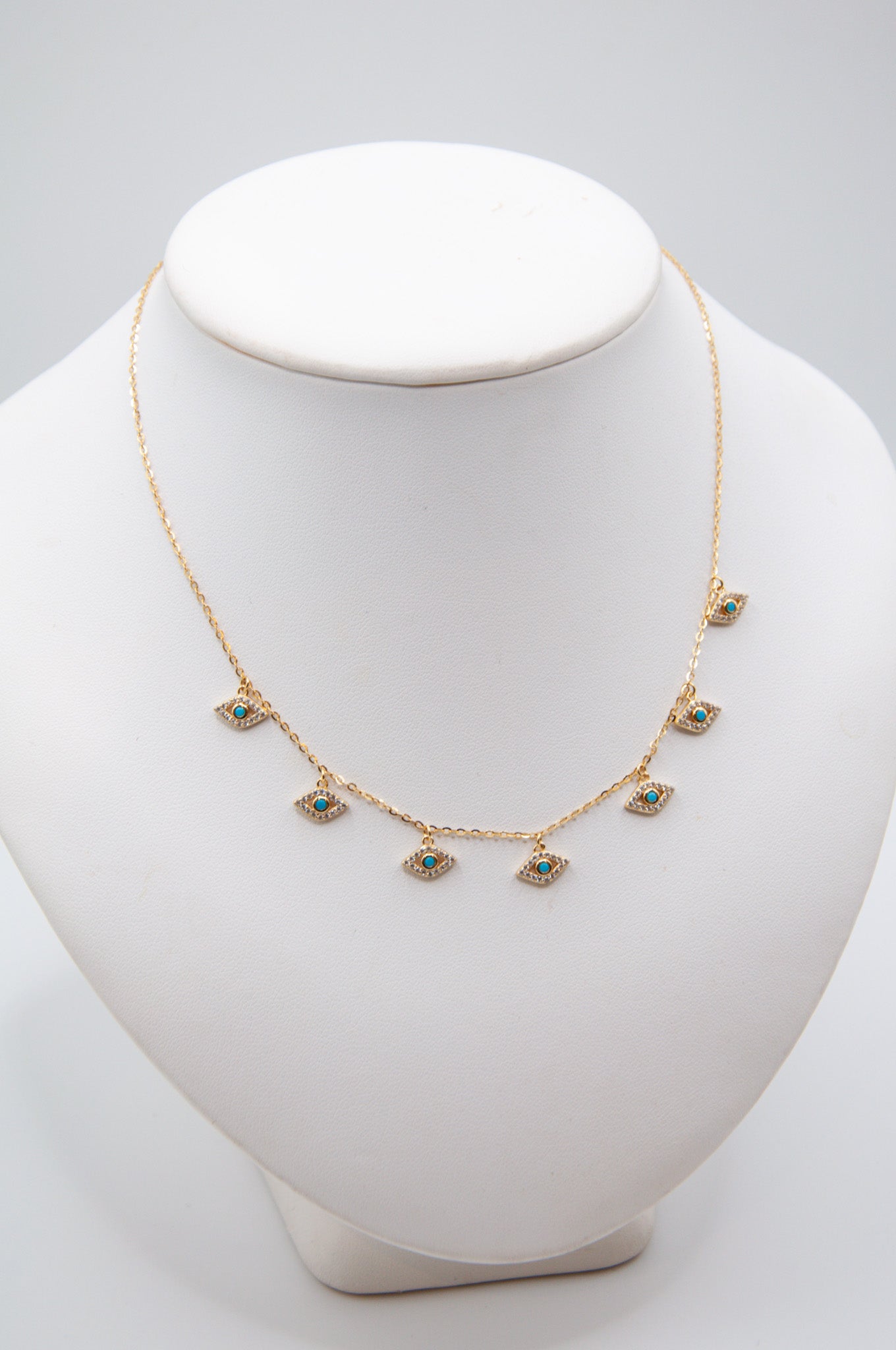 Sterling Silver Devil's Eye Necklace - 14K Gold Plated - 196