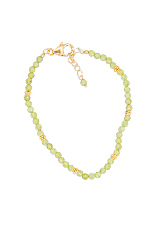 Beaded Semi Precious Bracelet - Peridot - 164