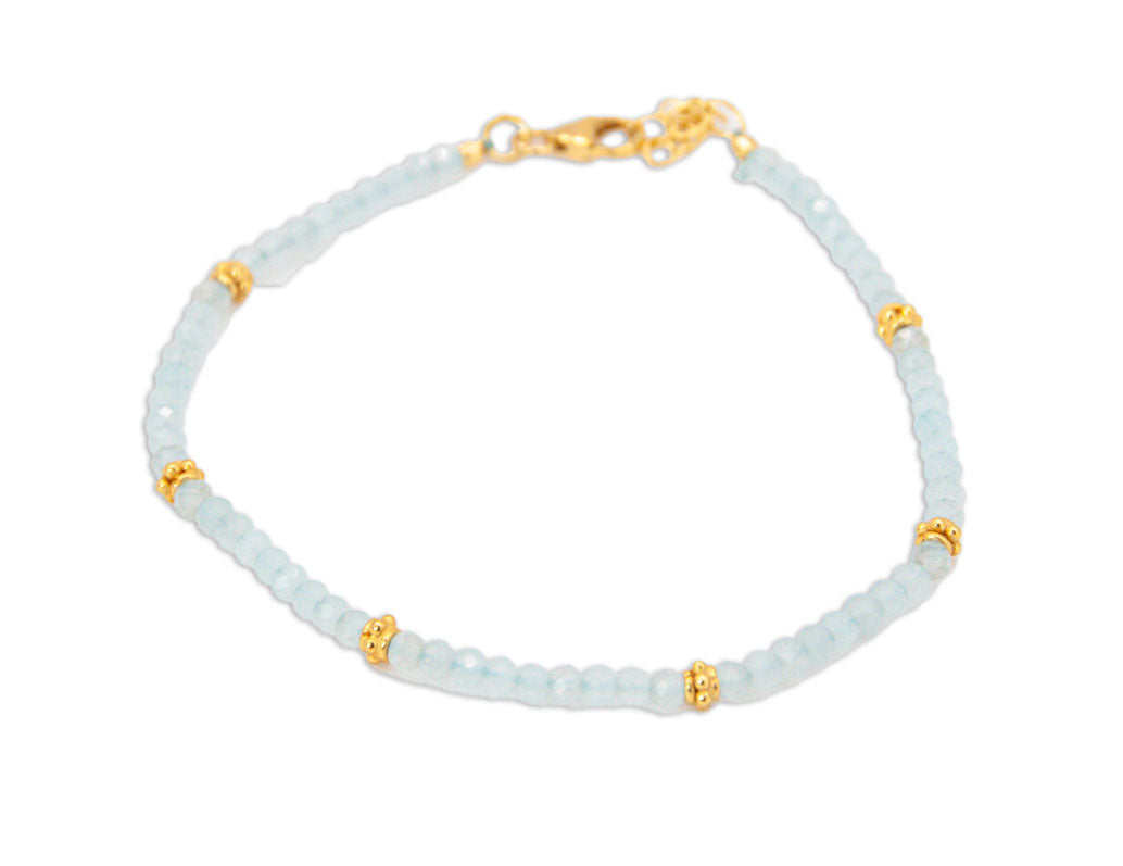 Beaded Semi Precious Bracelet - Aqua - 165