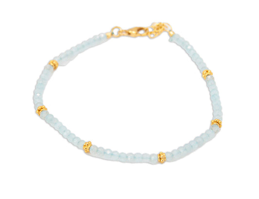 Beaded Semi Precious Bracelet - Aqua - 165