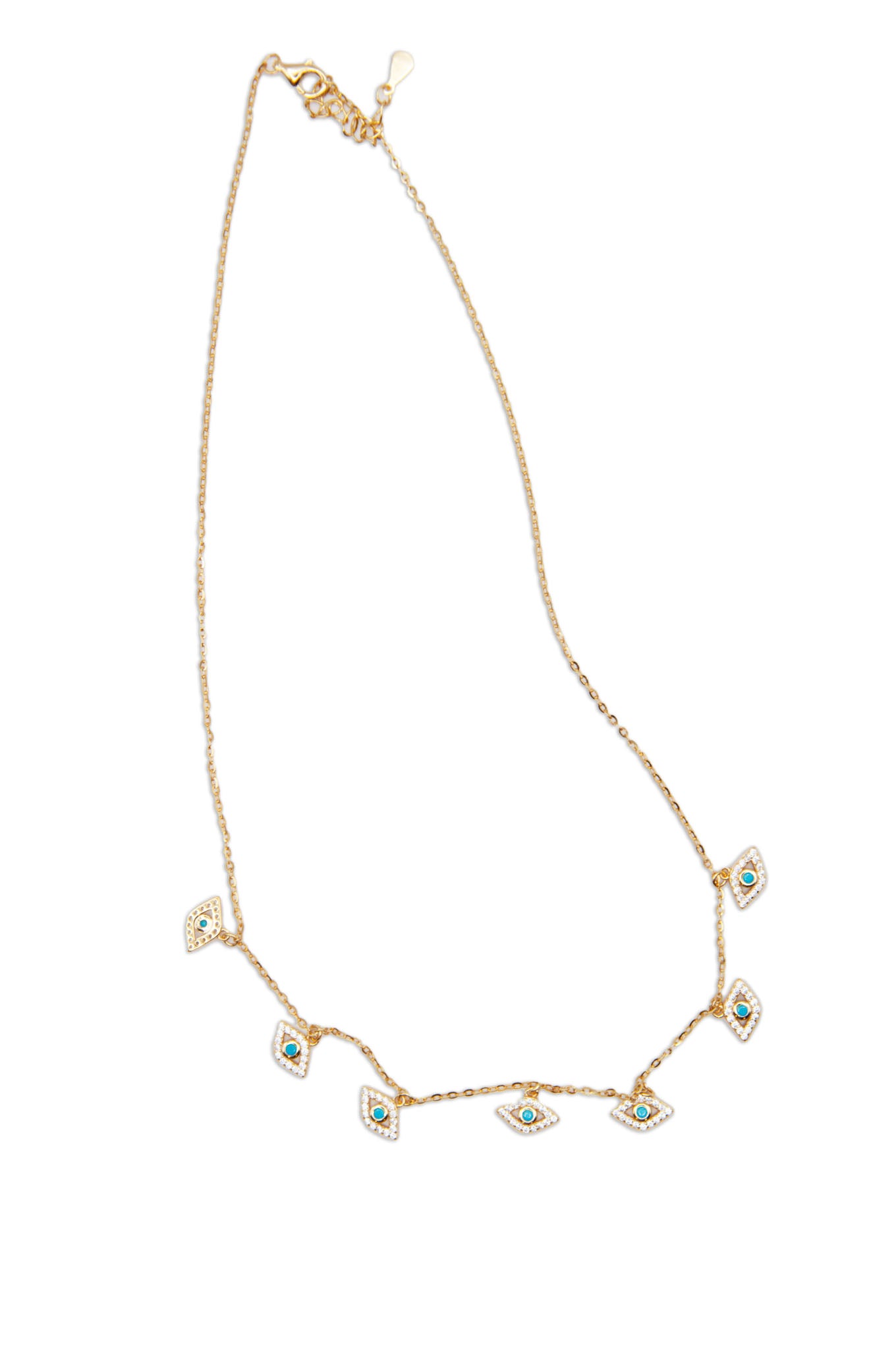 Sterling Silver Devil's Eye Necklace - 14K Gold Plated - 196