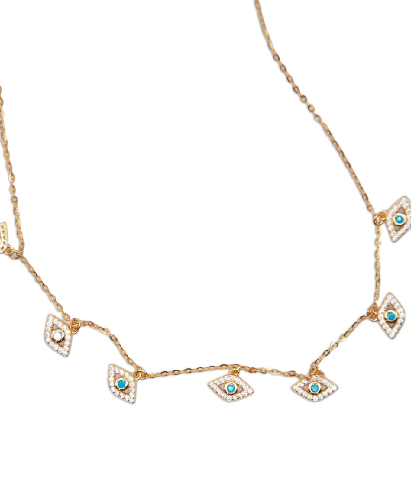 Sterling Silver Devil's Eye Necklace - 14K Gold Plated - 196