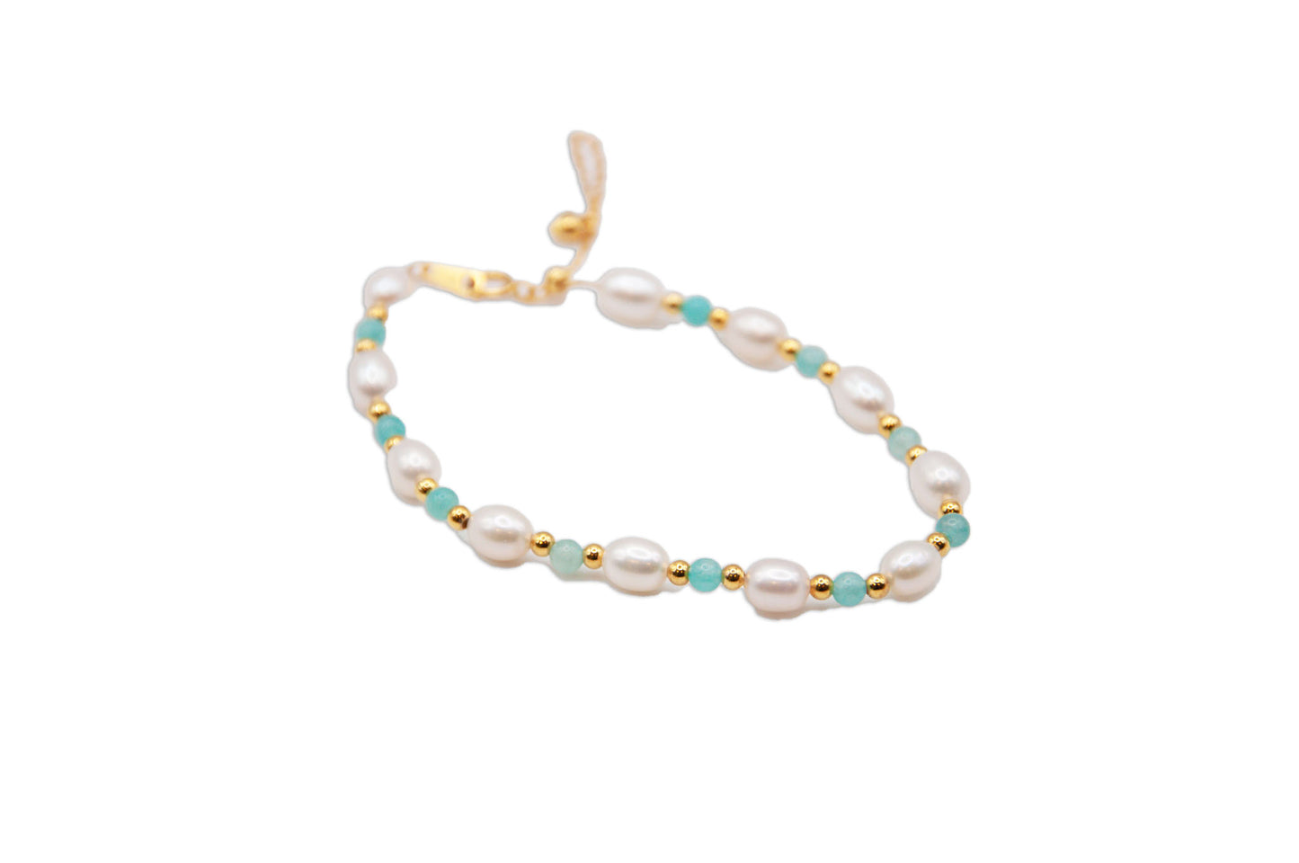 Sterling Silver w/ Freshwater Pearl Bracelet - Amazonite - 203