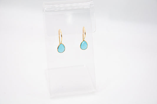 Teardrop Earrings - Blue Chalcedony - 155