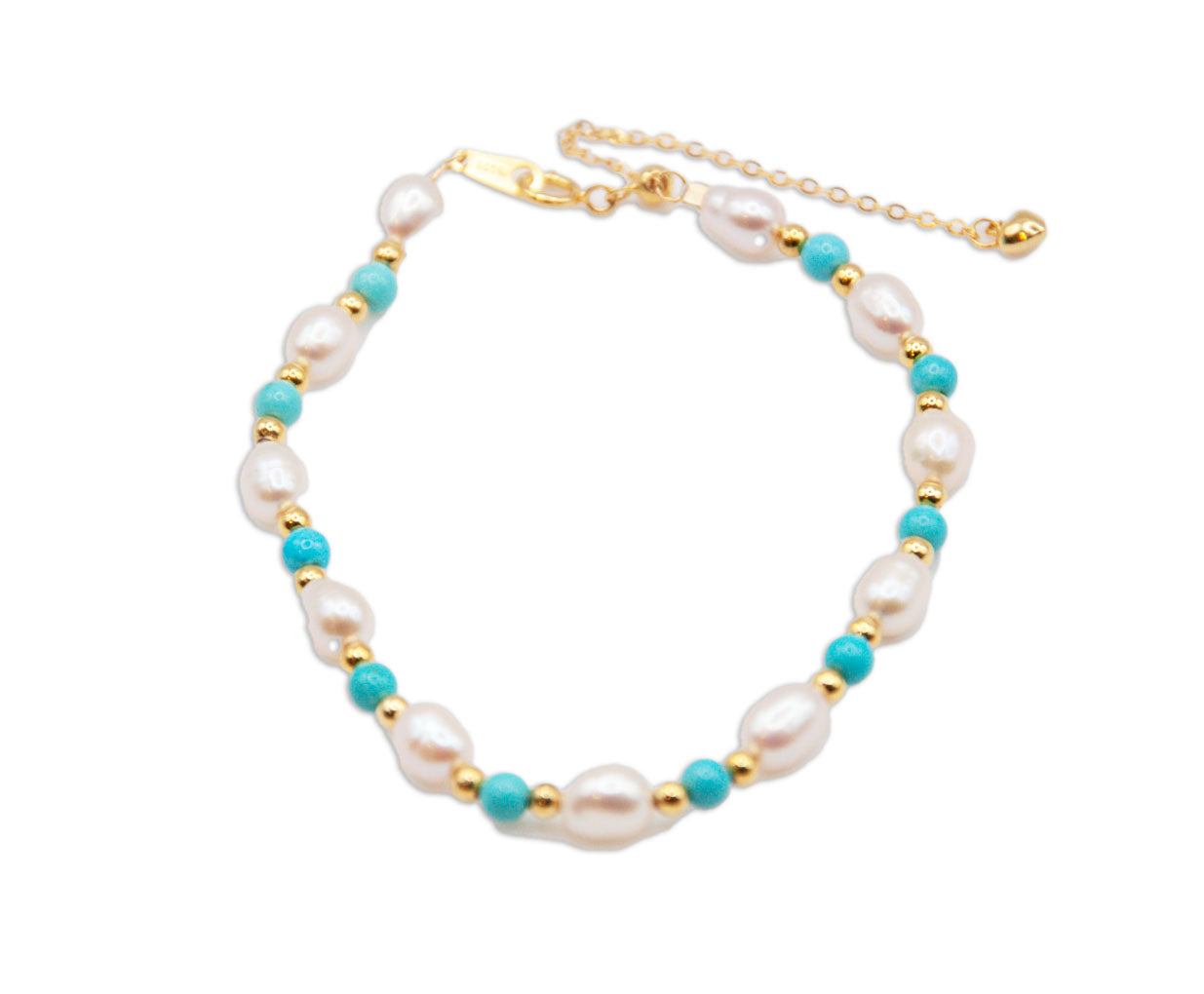 Sterling Silver w/ Freshwater Pearl Bracelet - Turquoise - 204
