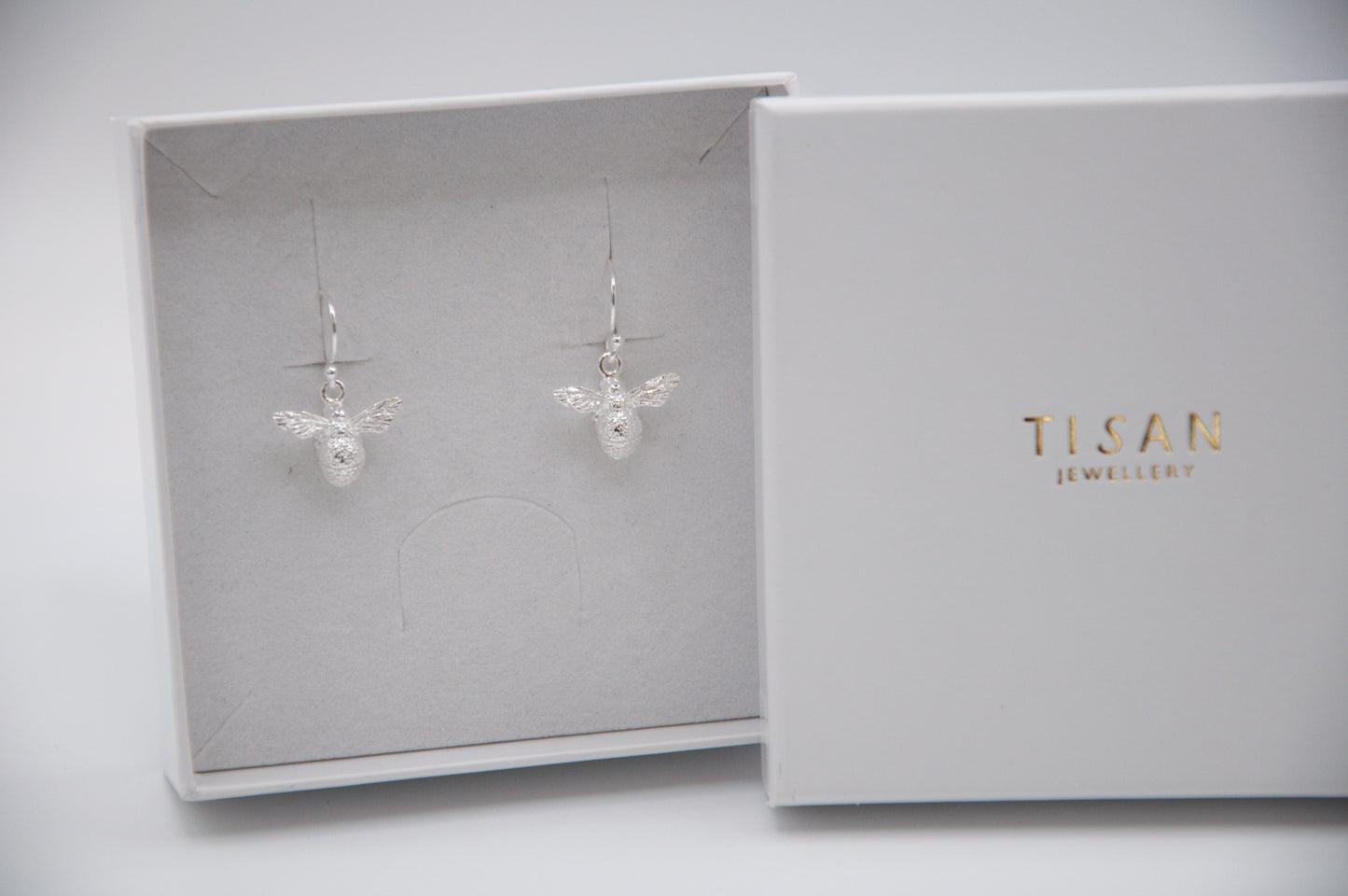 Bee Textured Sterling Silver Earrings - 020