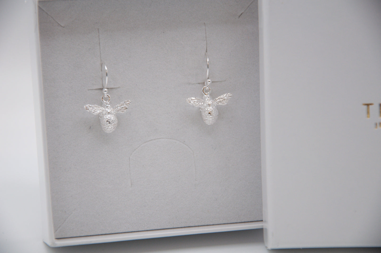 Bee Textured Sterling Silver Earrings - 020