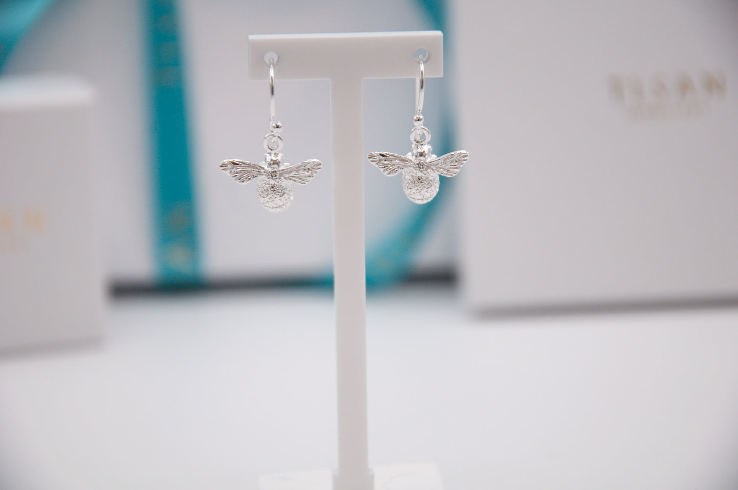 Bee Textured Sterling Silver Earrings - 020
