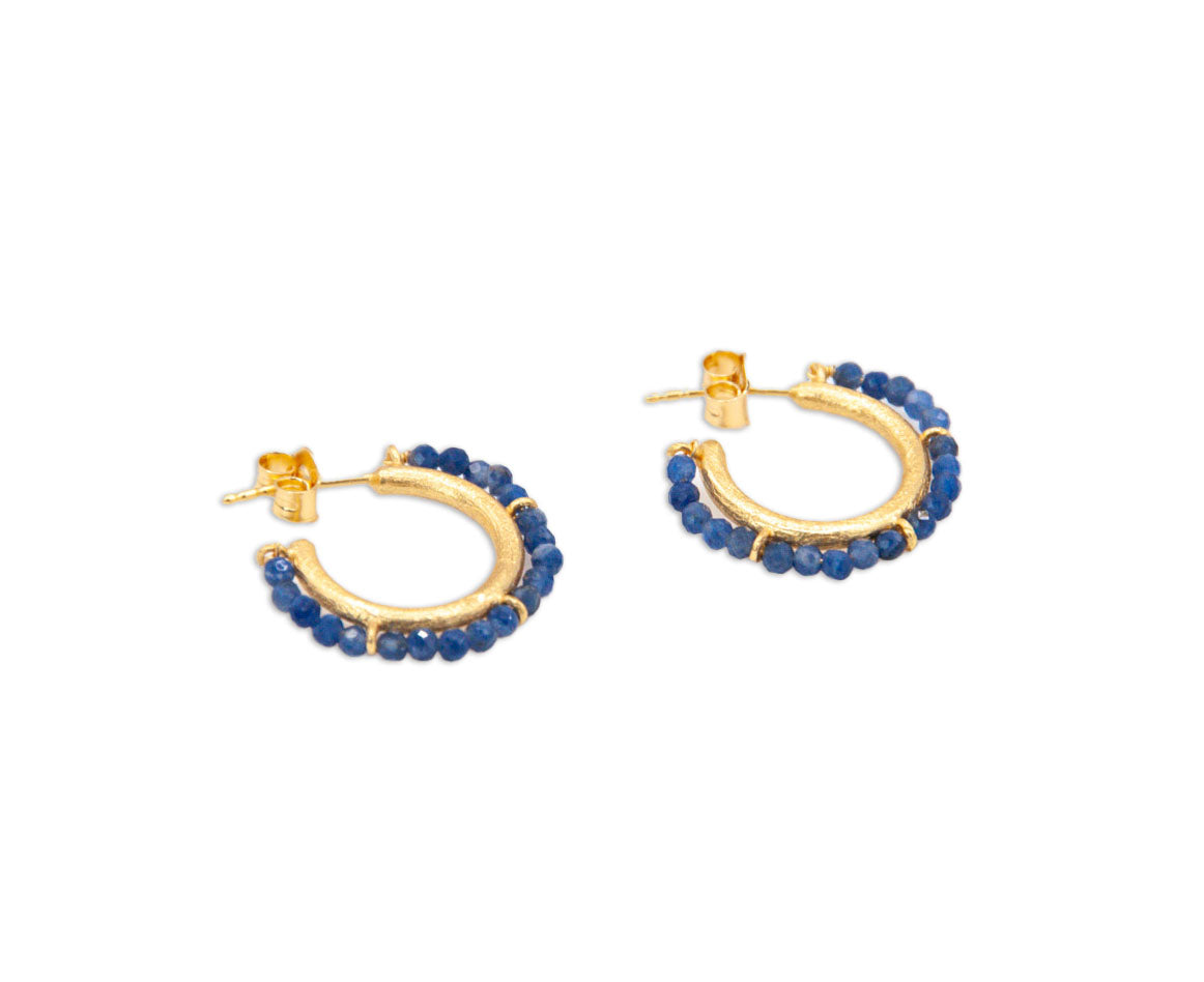 Beaded Stud Hoops - Sodalite - 158