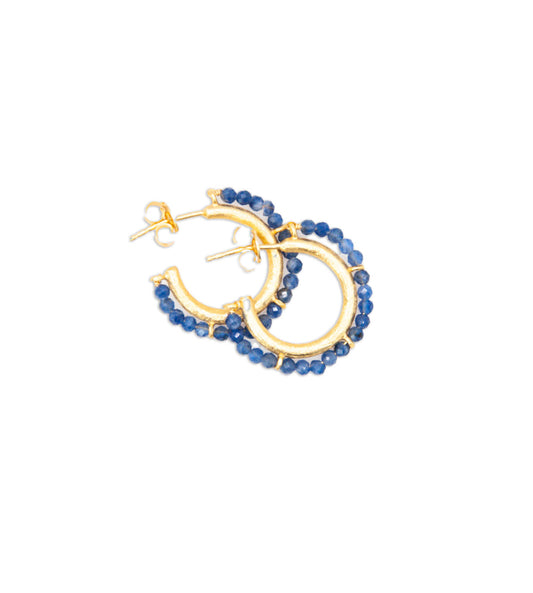 Beaded Stud Hoops - Sodalite - 158