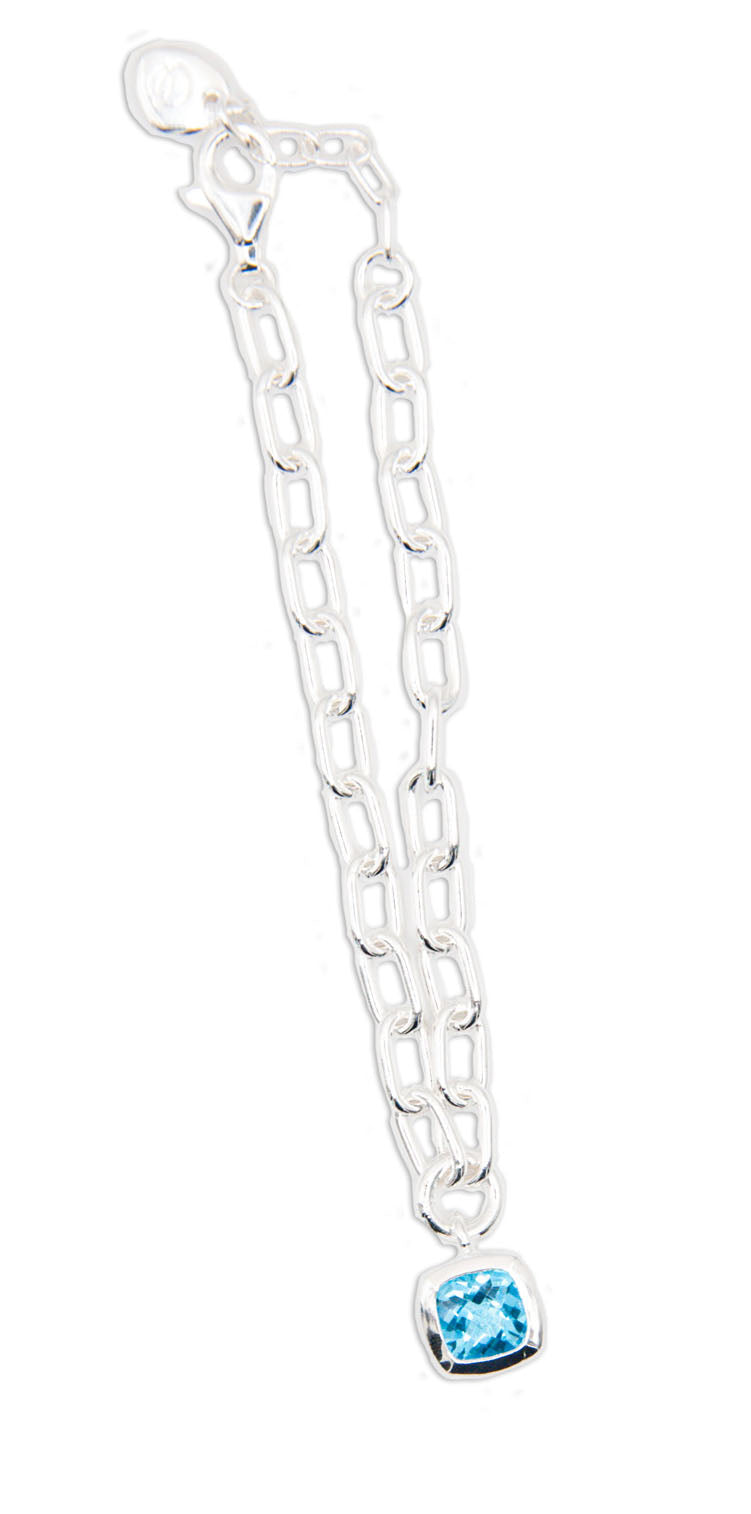 Blue Topaz Sterling Silver Square Bracelet - 139