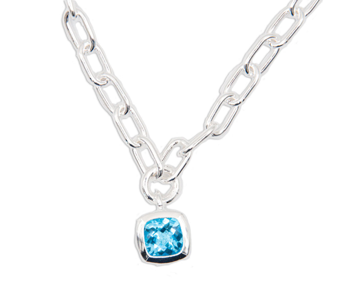 Blue Topaz Sterling Silver Square Bracelet - 139