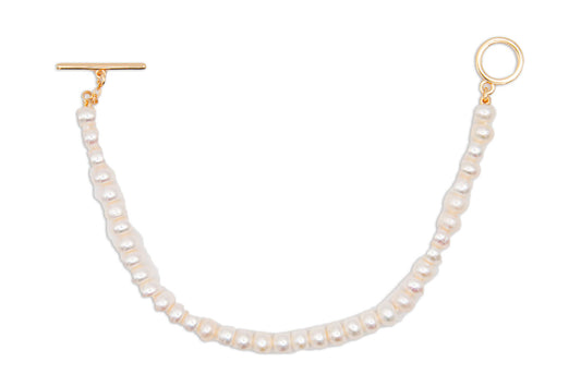 Oval Freshwater Pearl Bracelet with Gold Plate Toggle Clasp - 145
