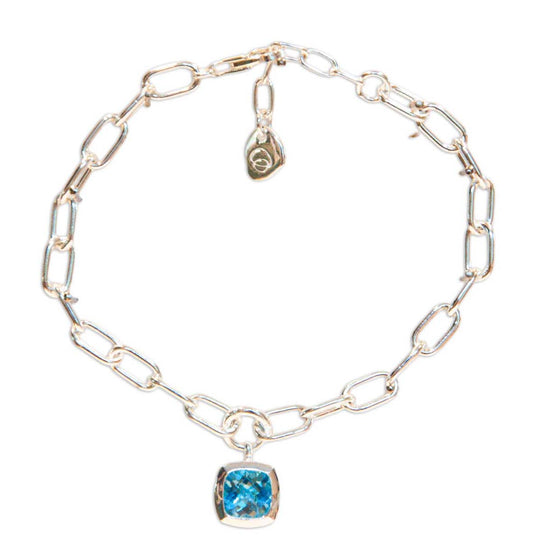 Blue Topaz Sterling Silver Square Bracelet - 139
