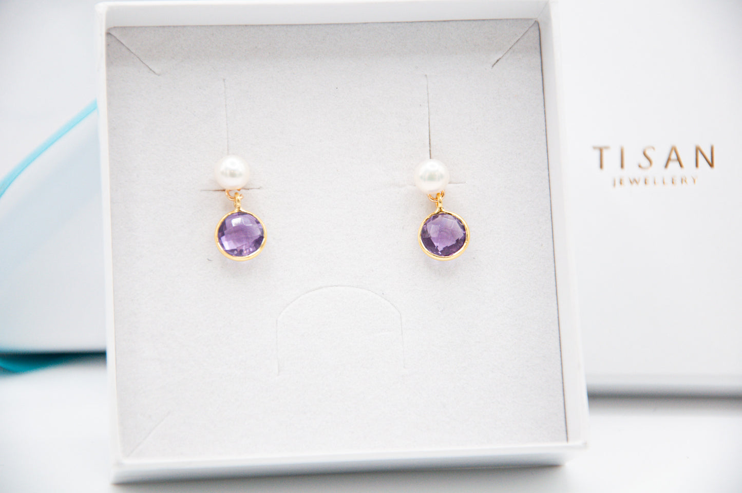 Amethyst & White Button Pearl with 18ct Gold Vermeil - 022