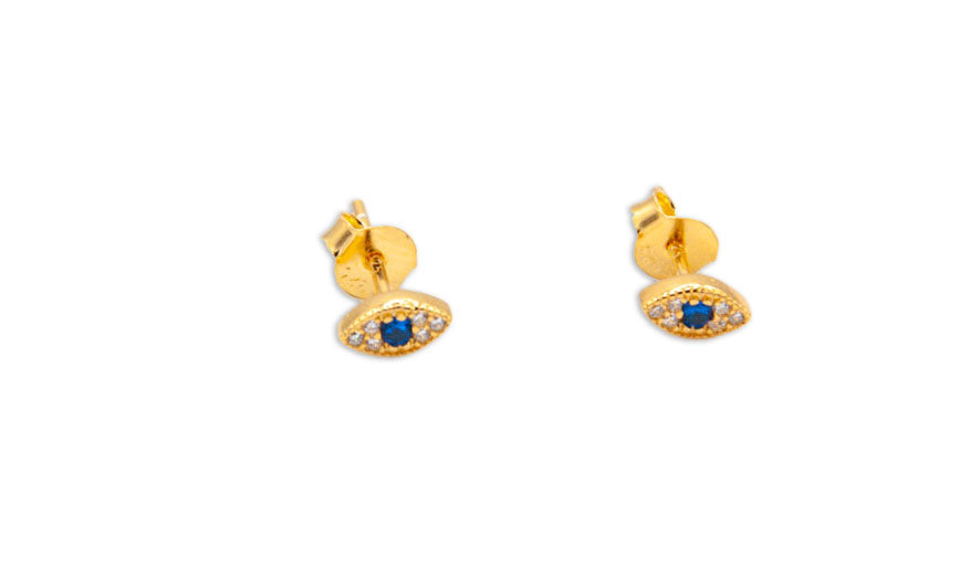 White Gold Plated Sterling Silver Devil's Eye Ear Studs - 170/171