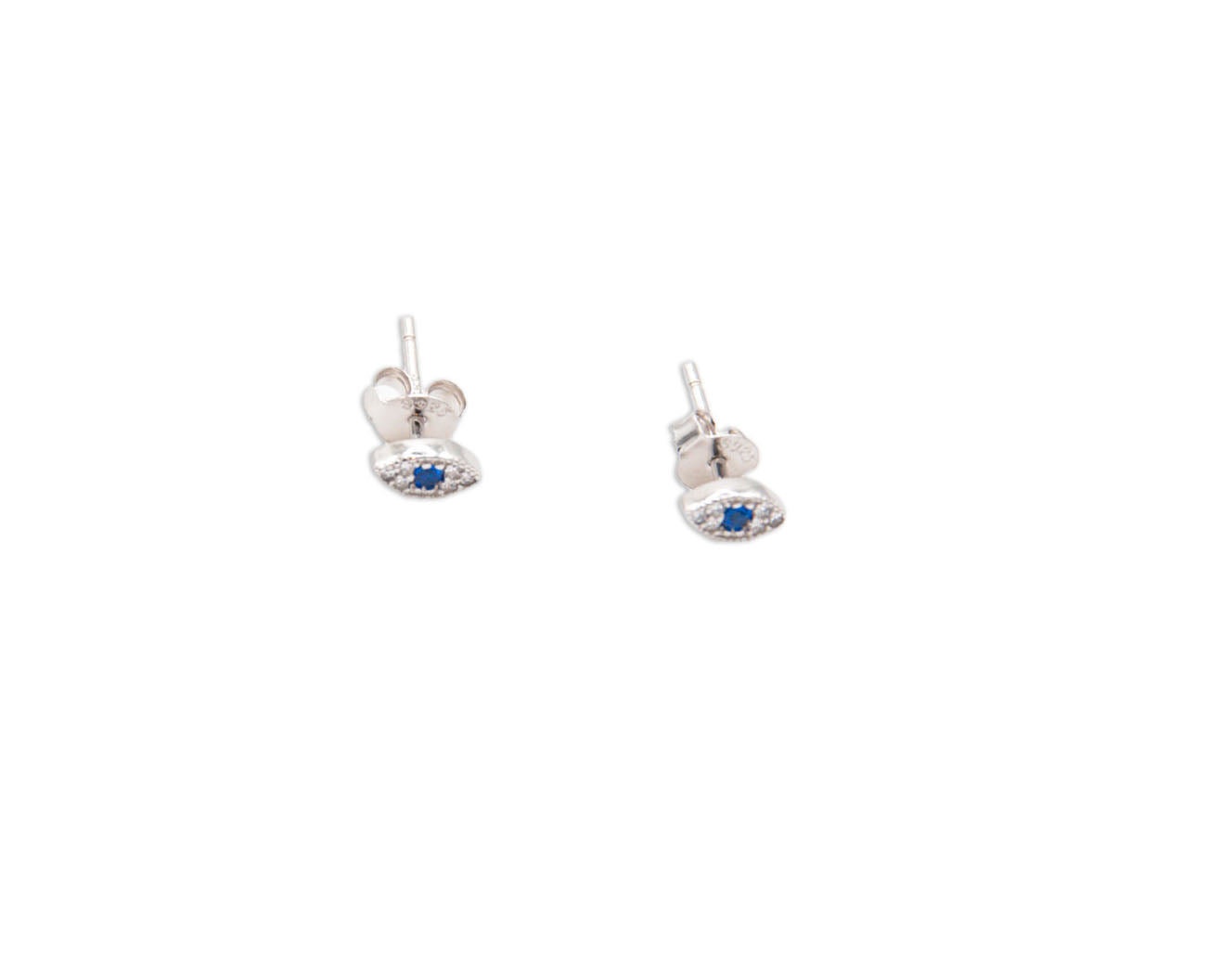 White Gold Plated Sterling Silver Devil's Eye Ear Studs - 170/171