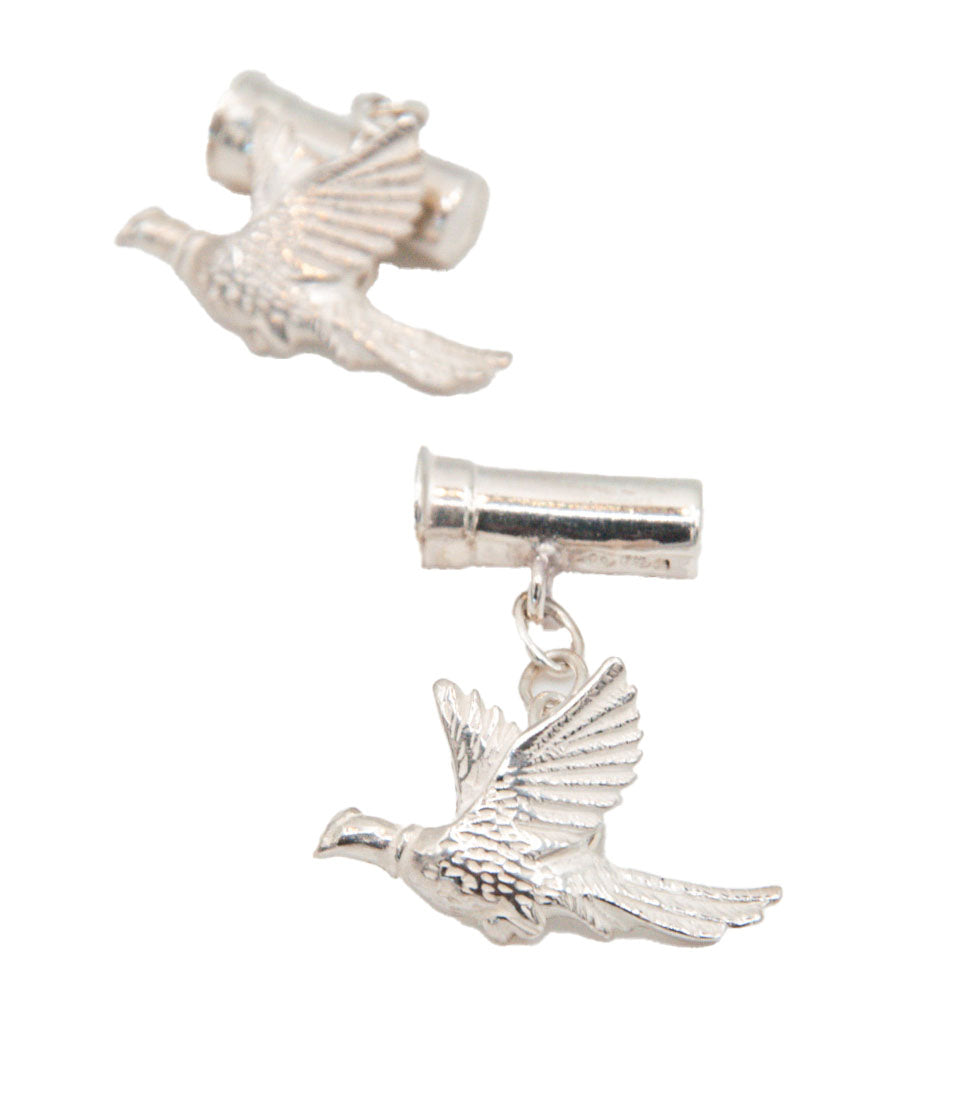Pheasant & Gun Cartridge Sterling Silver Cufflinks - 035