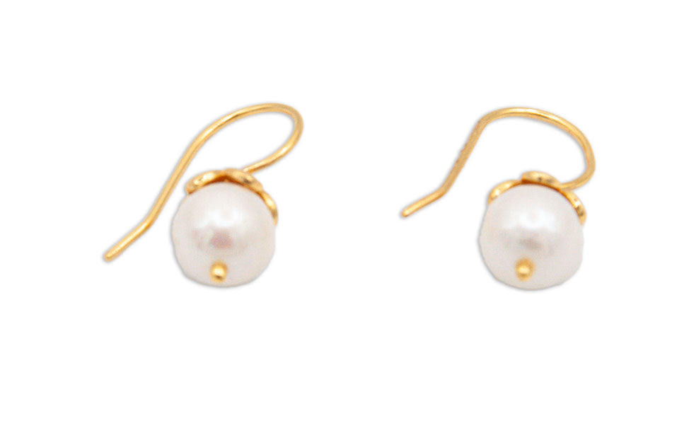 Gold and Gemstone Flower Drop Earrings - 025