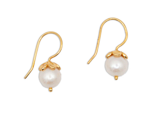 Gold and Gemstone Flower Drop Earrings - 025