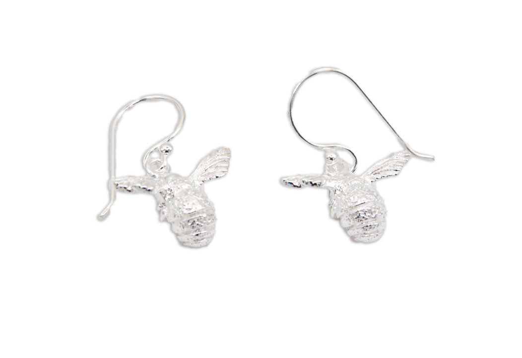 Bee Textured Sterling Silver Earrings - 020