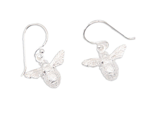 Bee Textured Sterling Silver Earrings - 020