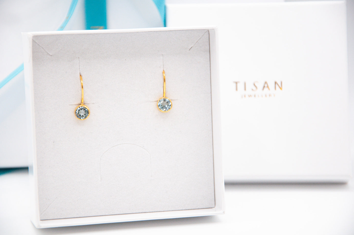 Small Round Semi Precious Drop - Blue Topaz - 031