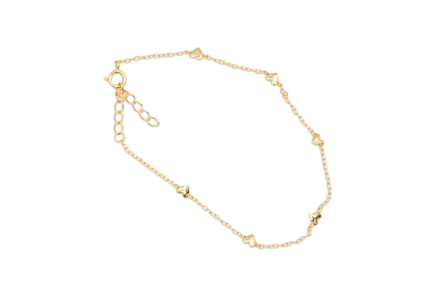 Sterling Silver Cable Chain Bracelet with Hearts - 181