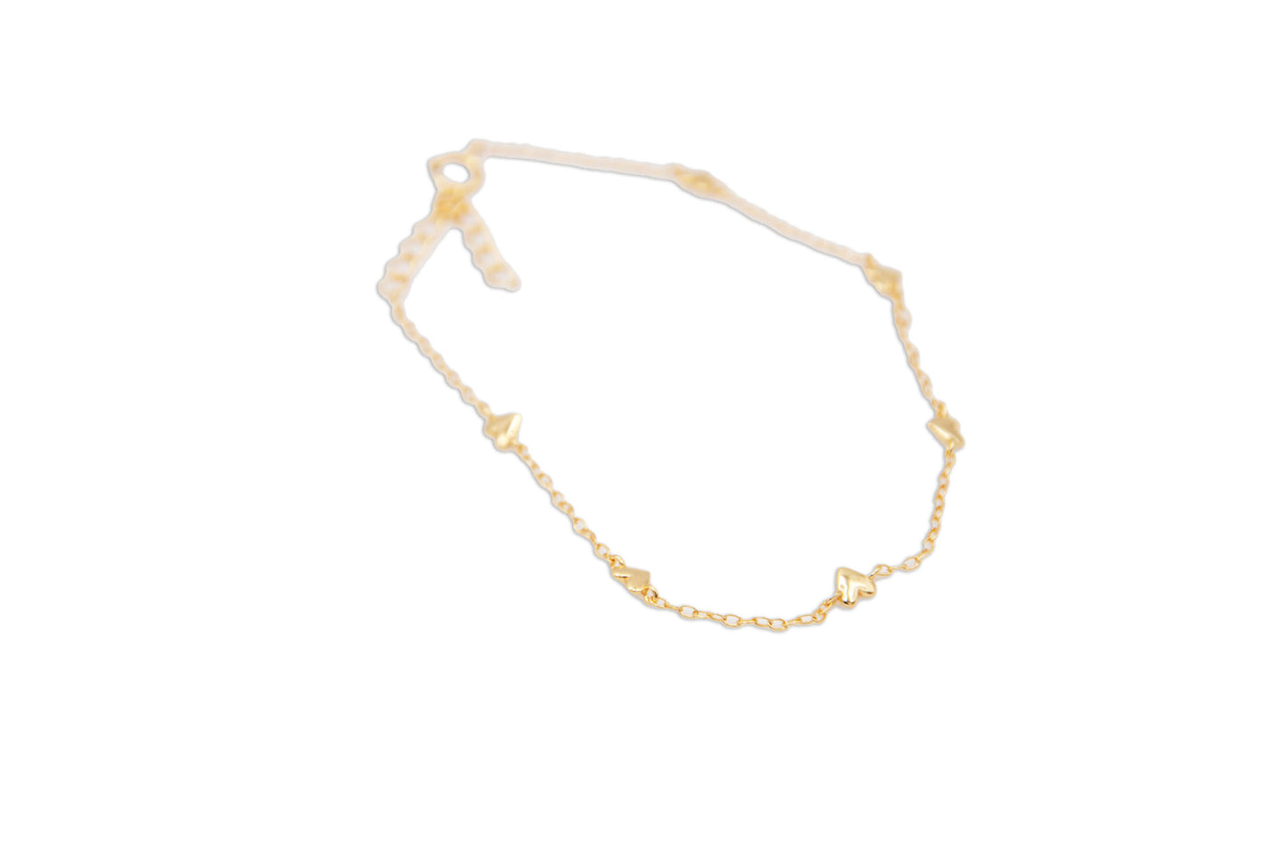 Sterling Silver Cable Chain Bracelet with Hearts - 181