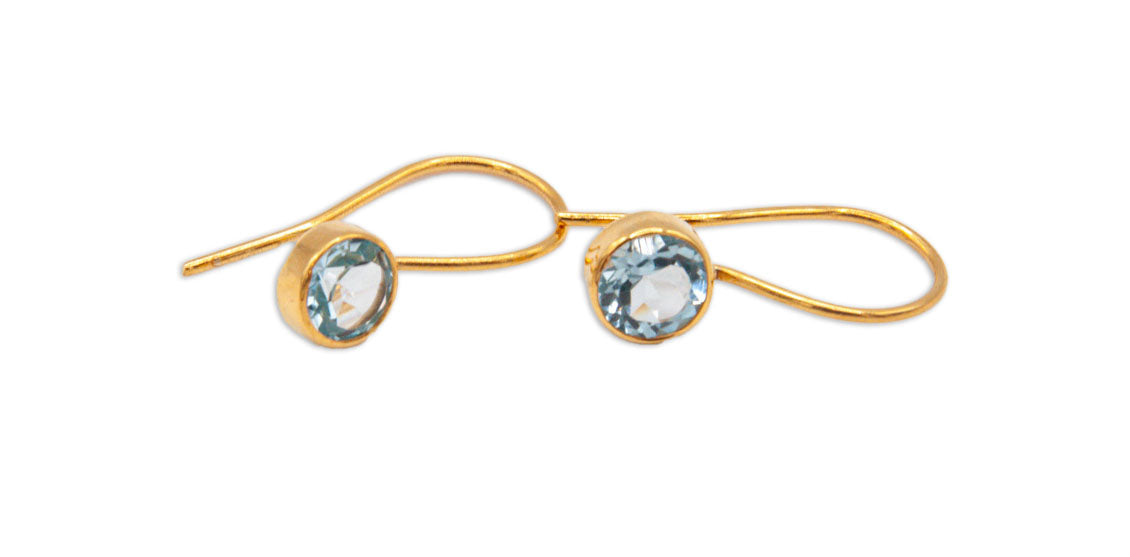 Small Round Semi Precious Drop - Blue Topaz - 031