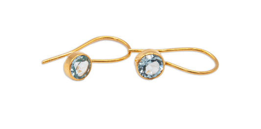 Small Round Semi Precious Drop - Blue Topaz - 031