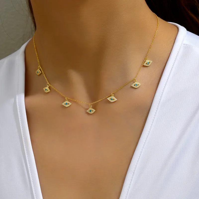 Sterling Silver Devil's Eye Necklace - 14K Gold Plated - 196