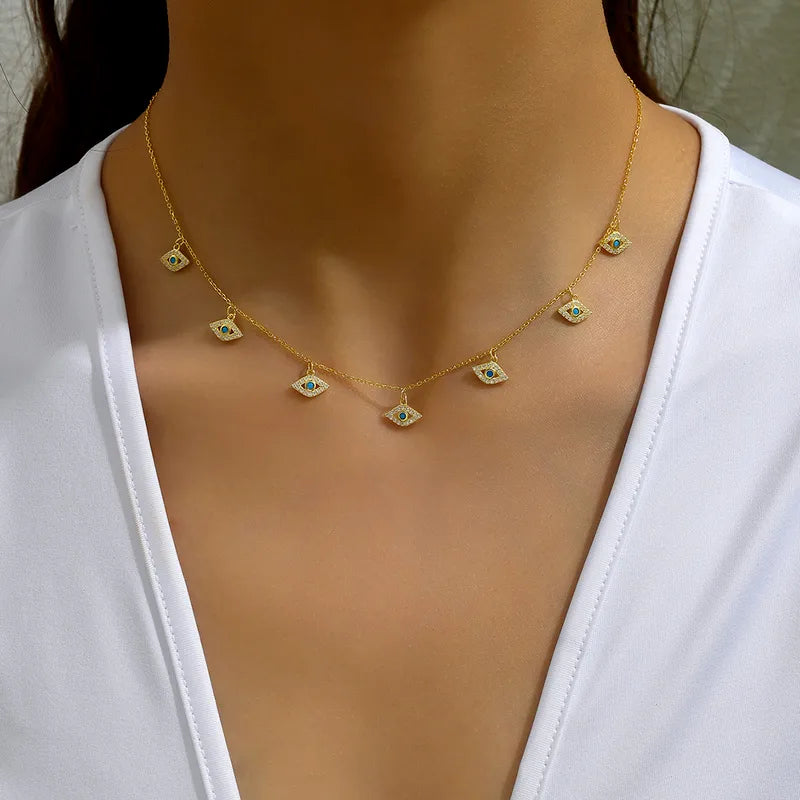 Sterling Silver Devil's Eye Necklace - 14K Gold Plated - 196