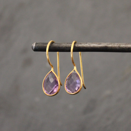 Teardrop Earrings - Amethyst - 154