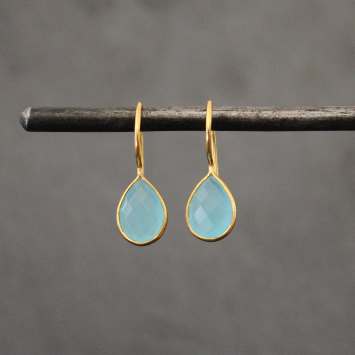 Teardrop Earrings - Blue Chalcedony - 155
