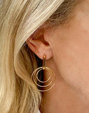 Smoky Quartz Three Hoop Gold Vermeil Earrings