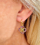 Amethyst and Peridot Marquise Cut Hoop Earrings