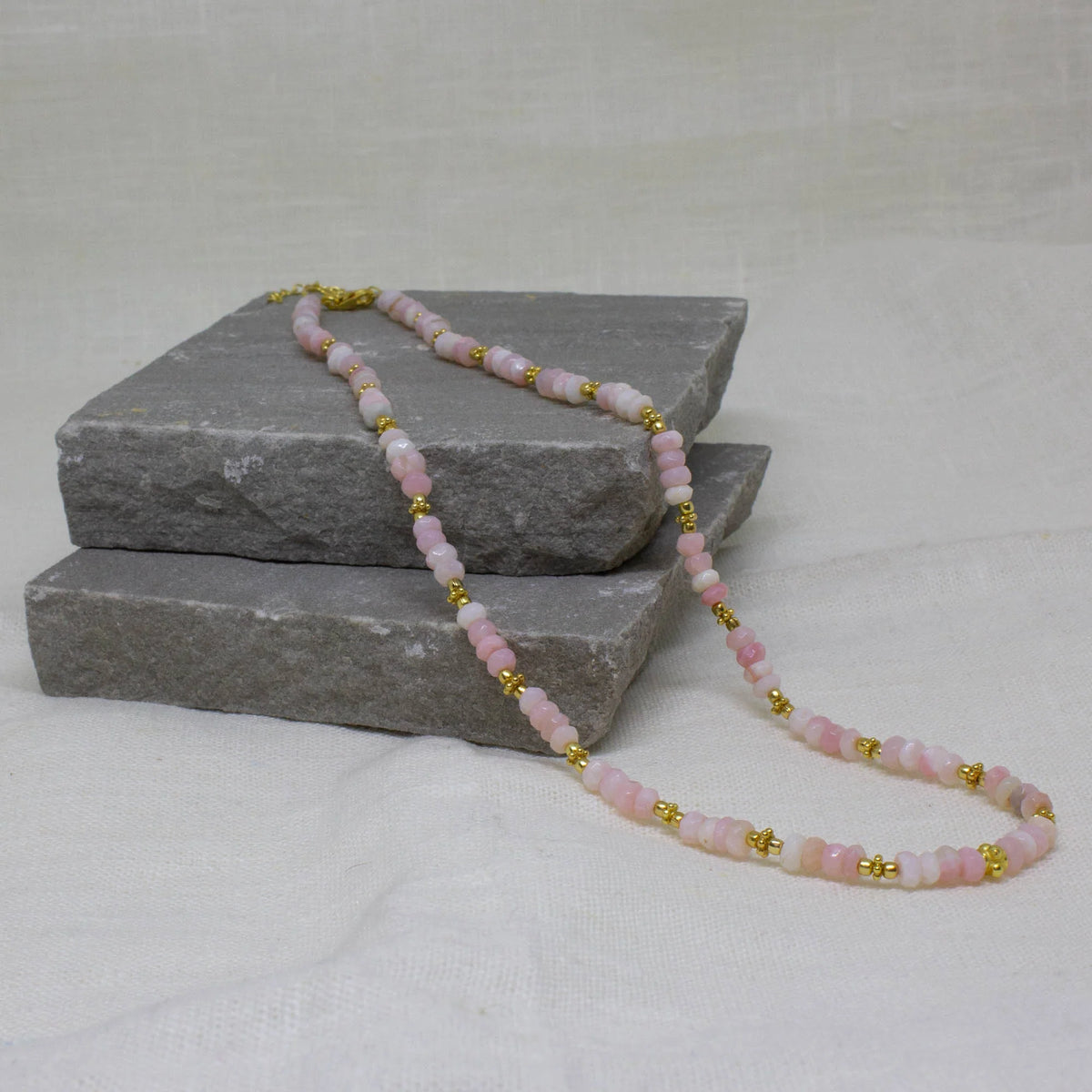 Beaded Opal Necklace - Pink - 166