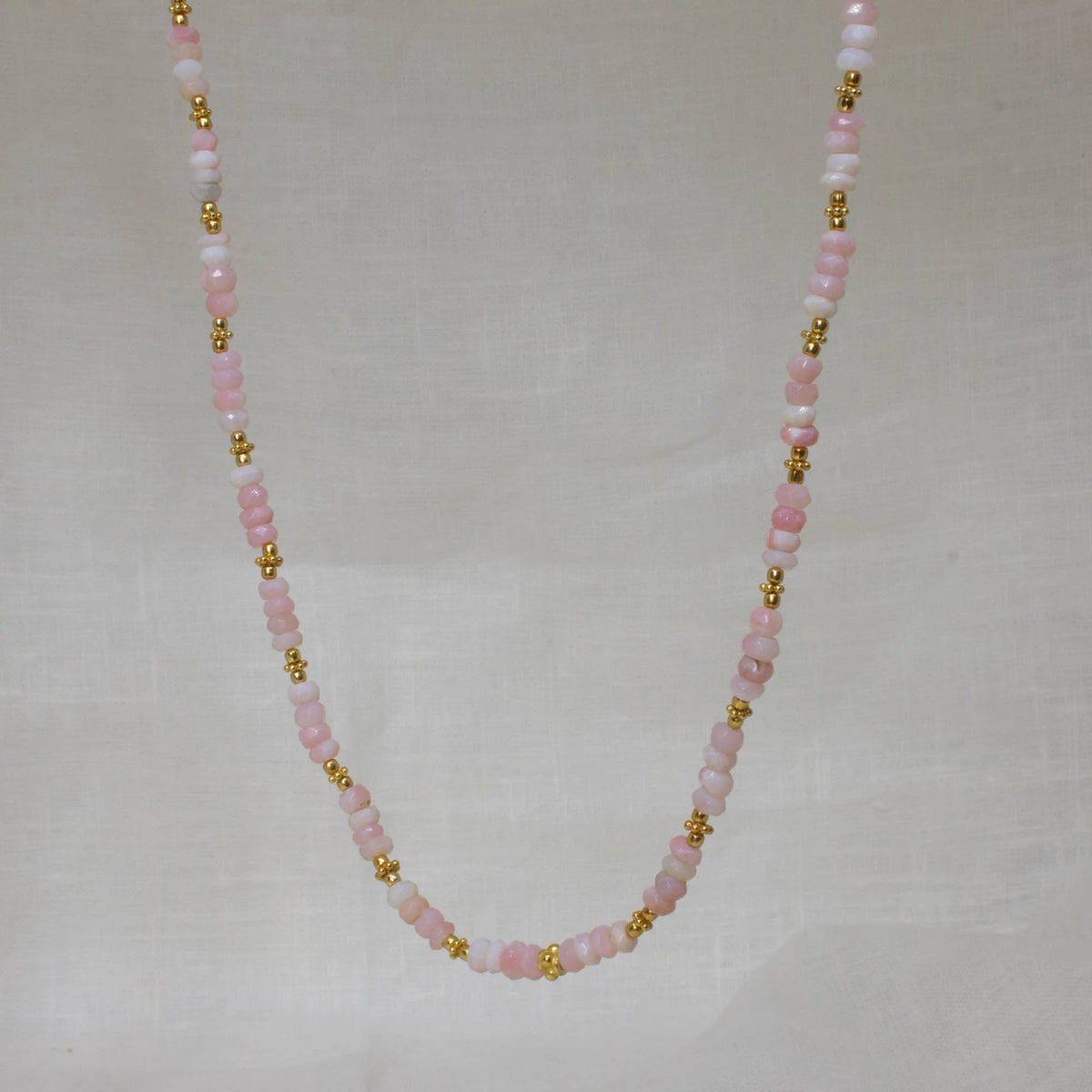 Beaded Opal Necklace - Pink - 166