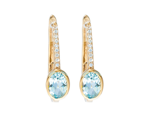 Blue Topaz and White Sapphire 14ct Gold Vermeil Earrings