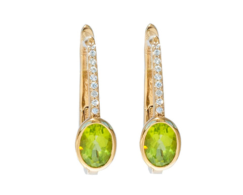 Peridot and White Sapphire 14ct Gold Vermeil Drop Earrings