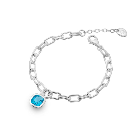 Blue Topaz Sterling Silver Square Bracelet - 139