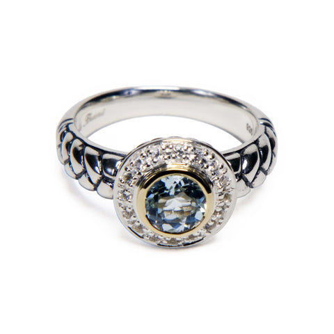 Blue Topaz & White Sapphire Round Set Ring