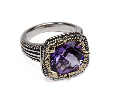 Amethyst Large Ring with 14ct Gold