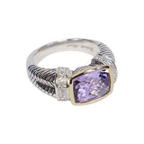 Sterling Silver Rectangle Amethyst Ring