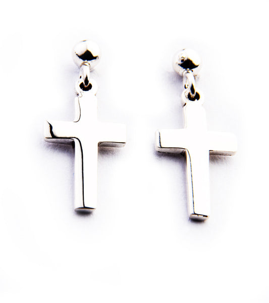 Sterling Silver Little Cross Earrings - 008