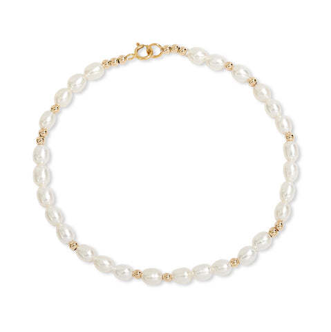 Rice Pearl Bracelet with Gold Vermeil Beads