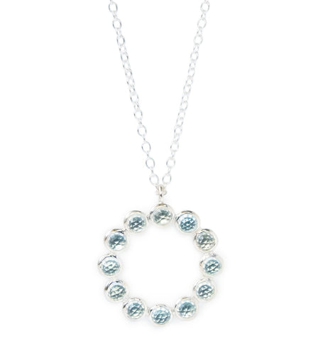 Sky Blue Topaz Sterling Silver 12 stone Necklace