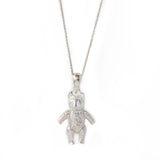 Sterling Silver Moving Teddy Pendant on a 16" Oval Link Chain