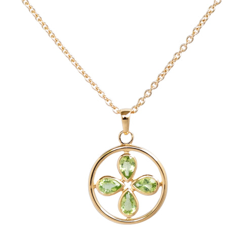 Vermeil Circle Peridot Flower Necklace